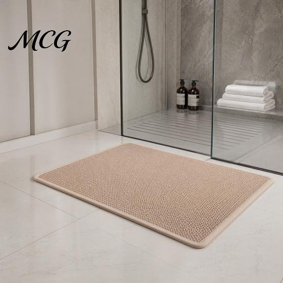 Machine Washable Mat Minimalist Bathroom Rug, Absorbent Non-Slip Floor Mat, Rectangular Door Textured Backing Rug for Home Entrance Bedroom