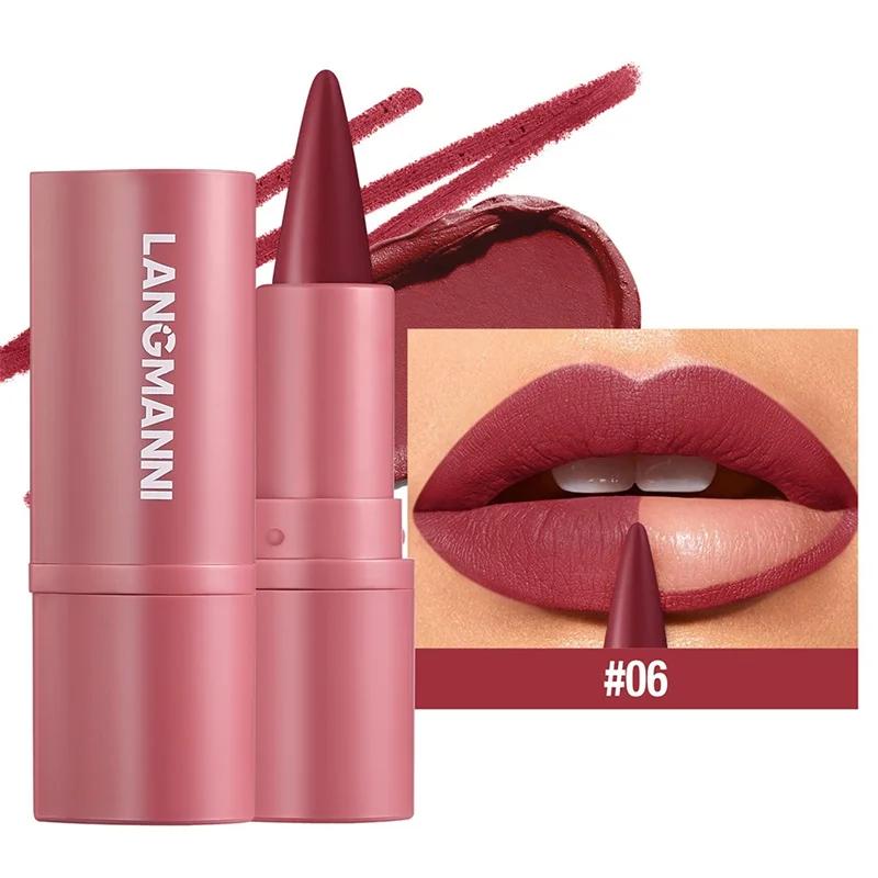 6-цветный конический карандаш для губ, матовая губная помада, карандаш для губ, стойкая водостойкая помада-карандаш, нелипкий контурный карандаш для губ