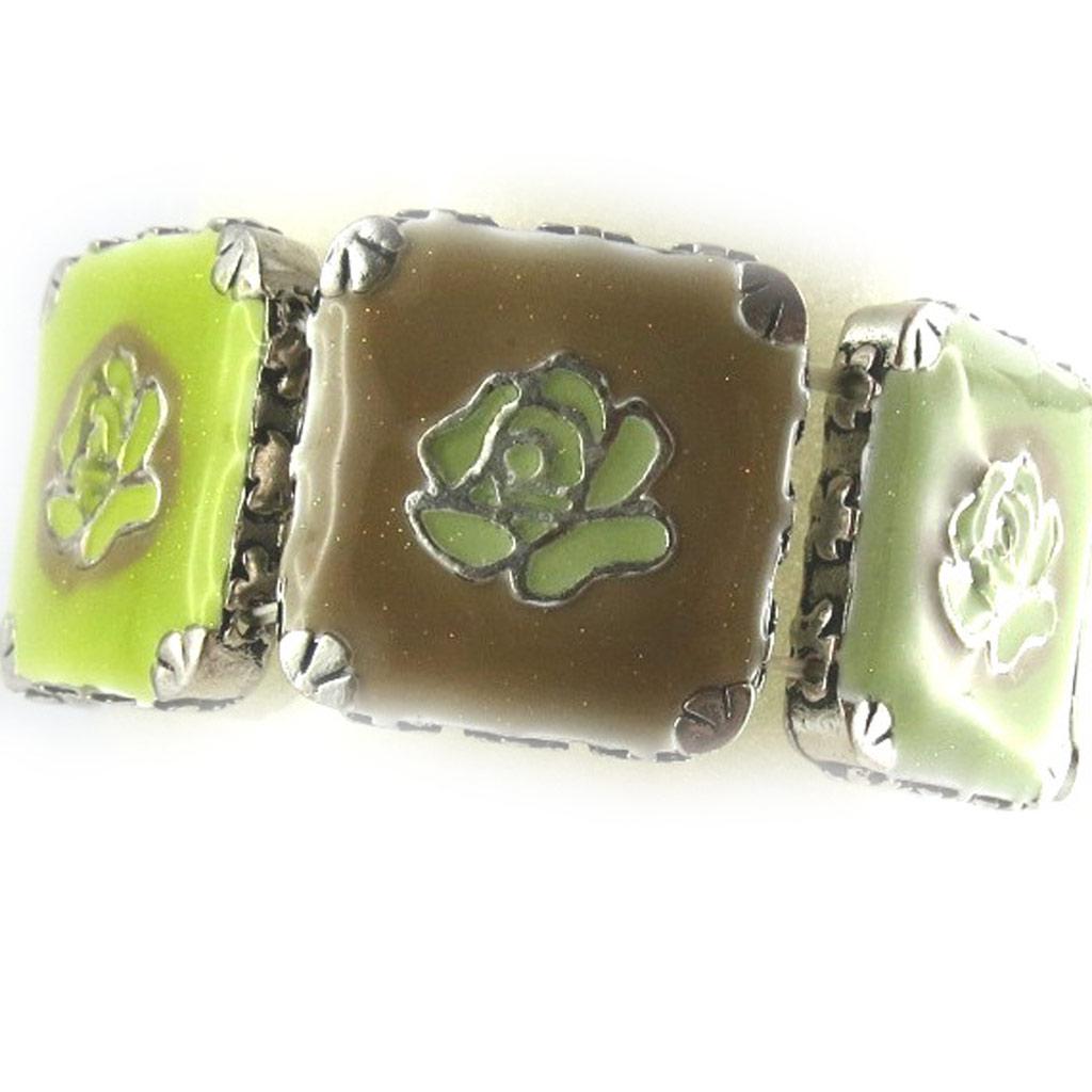 Les Trésors De Lily [E0378] — Дизайнерский зелено-коричневый браслет «Гейша»