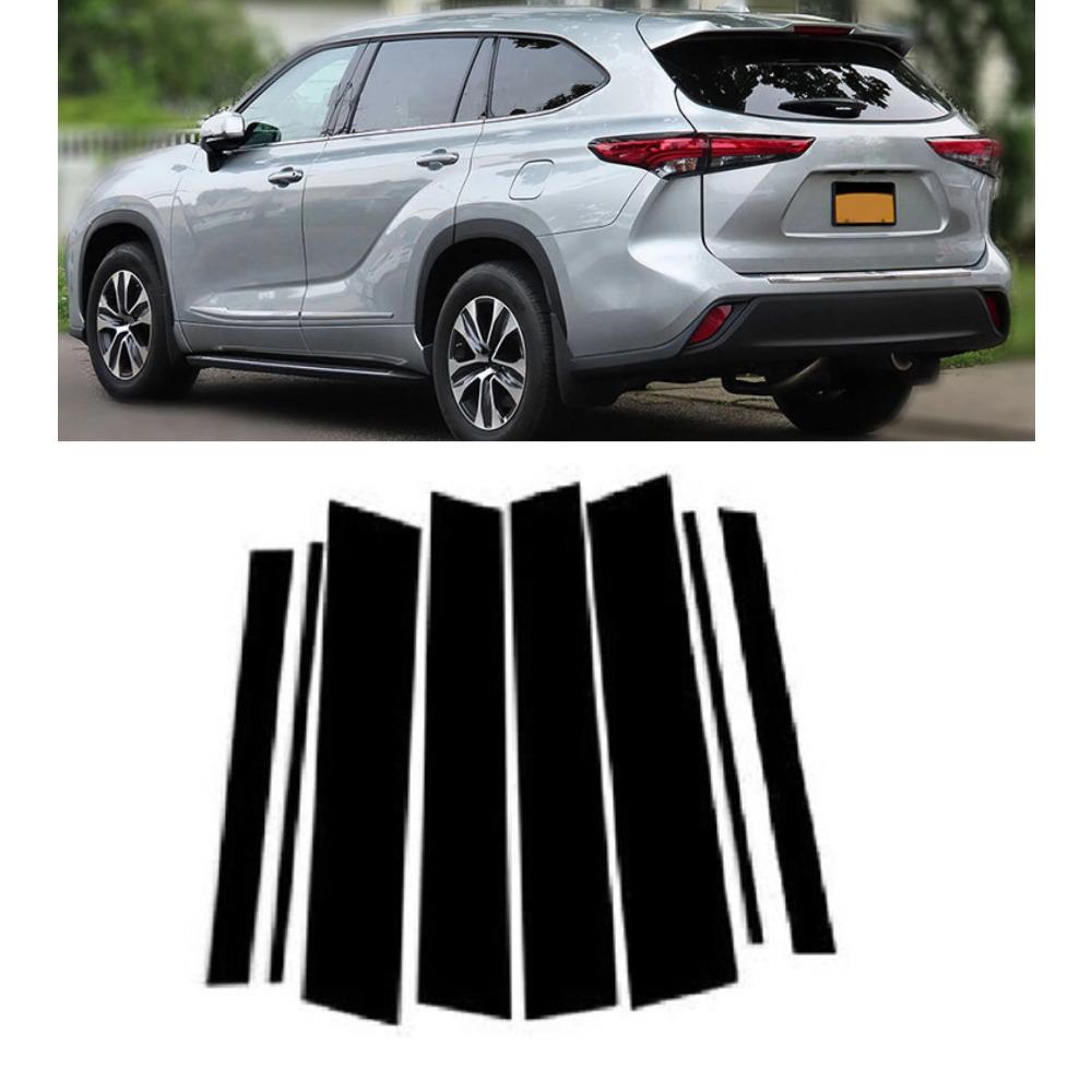 Glossy Black Carbon Pillar Posts Fit For Toyota Highlander Kluger 2020 2021 2022 Door Trim Moulding Window Sticker Cover Decor