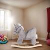 Plush Musical Rocking Horse with Wooden Base, Perfect First Birthday Gift for One-Year-Olds.
