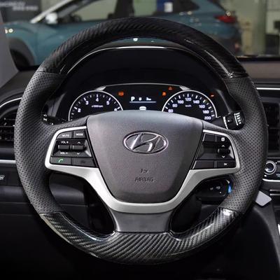 Ручная строчка Карбоновое волокно Кожаная Накладка на руль автомобиля Для Hyundai Elantra 4 2016 2017 Solaris 2017 Accent 2018