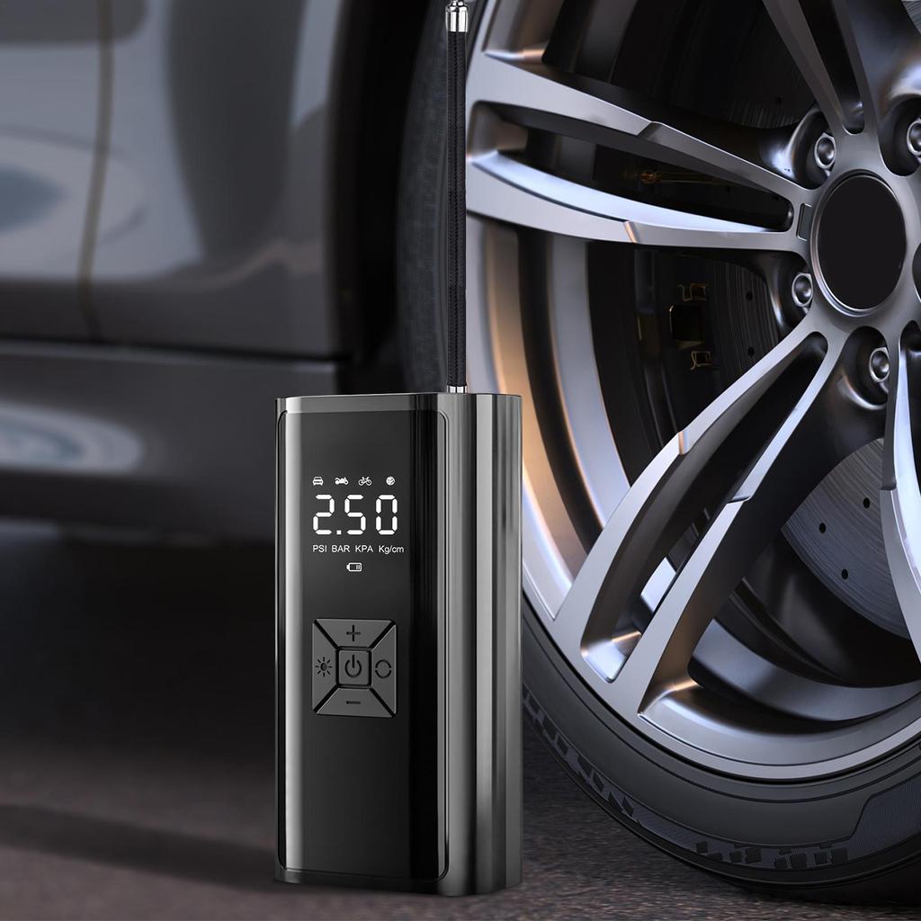 Воздушный насос для автомобильных шин, мотоциклов, портативный воздушный насос, беспроводной насос для накачивания шин с цифровым дисплеем для кемпинга, дома, путешествий, гаража