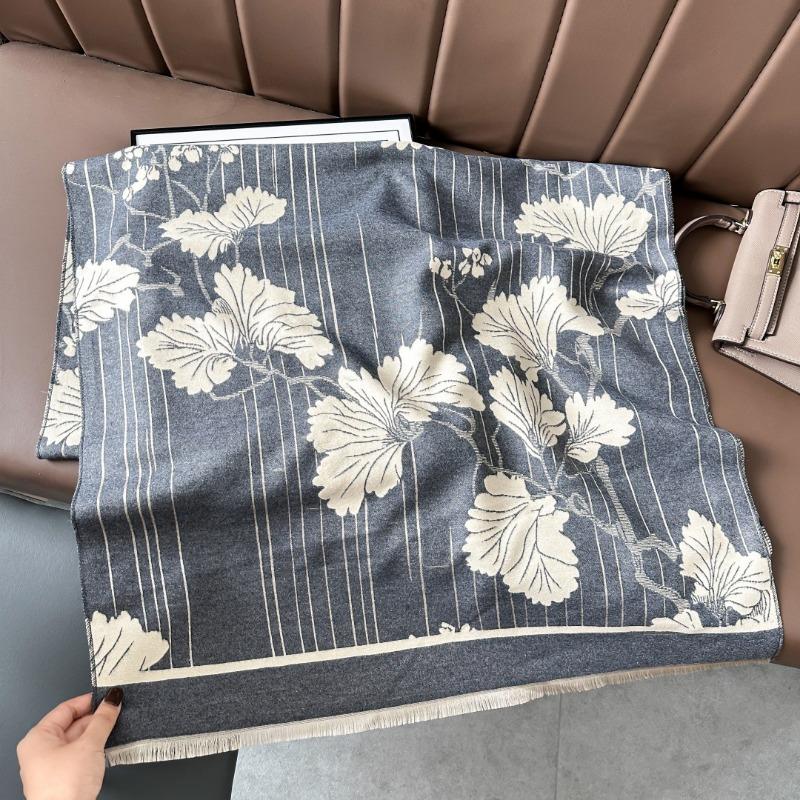 Autumn and Winter Warm Scarf Imitation Cashmere Double-sided Elegant Temperament Versatile Scarf Long Retro Women's Shawl