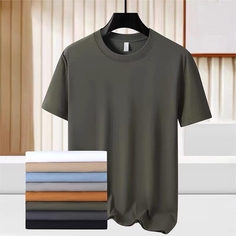 Свободная мужская хлопковая футболка из однотонной дышащей ткани для занятий спортом на открытом воздухе