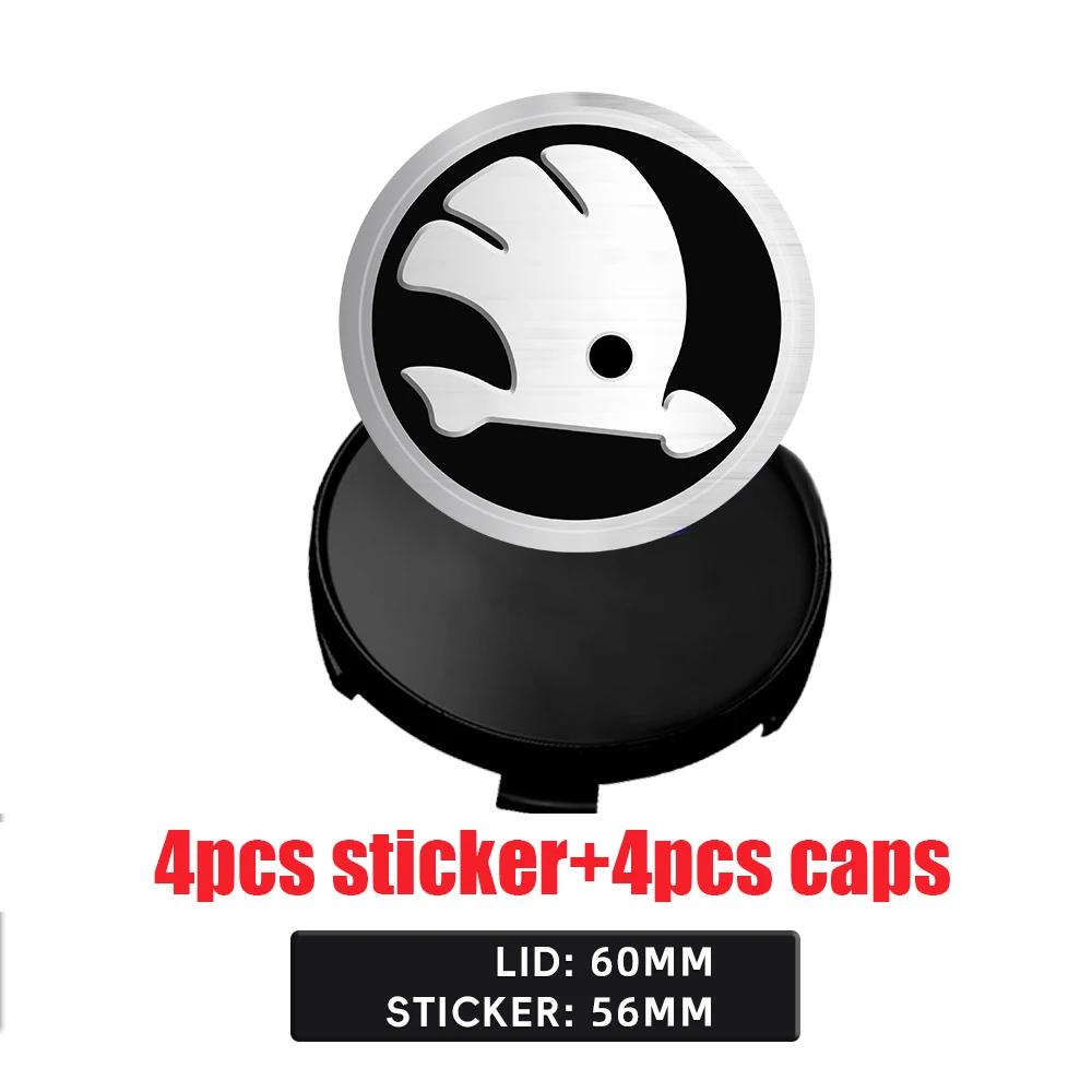 Car Sticker 2025 Hot 4Pcs 56/60/65/68MM Wheel Center Hub Caps Sticker Tire Rim Cover For Skoda Octavia A5 3 2 VRS Vision Kodiaq