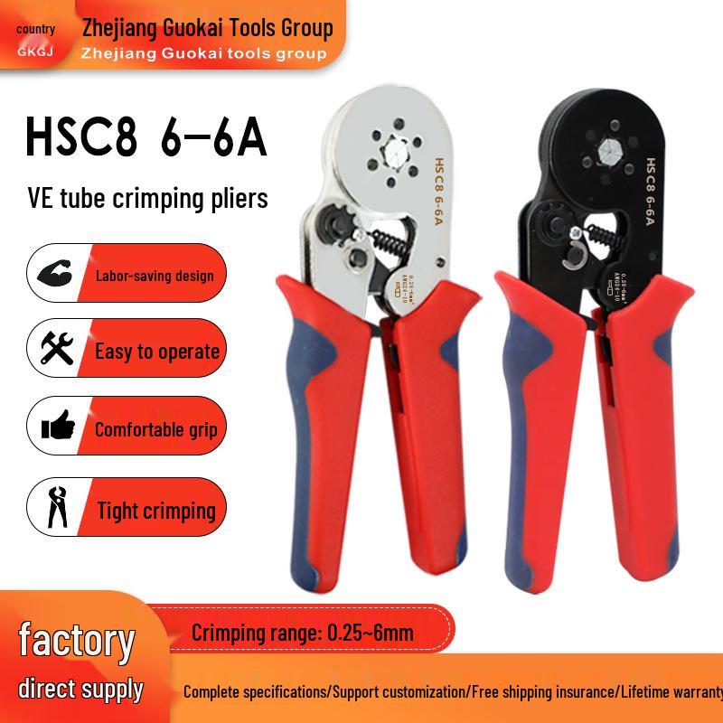 Hexagonal Mini Ratchet Crimping Pliers Set HSC8 6-6 for European Terminals
