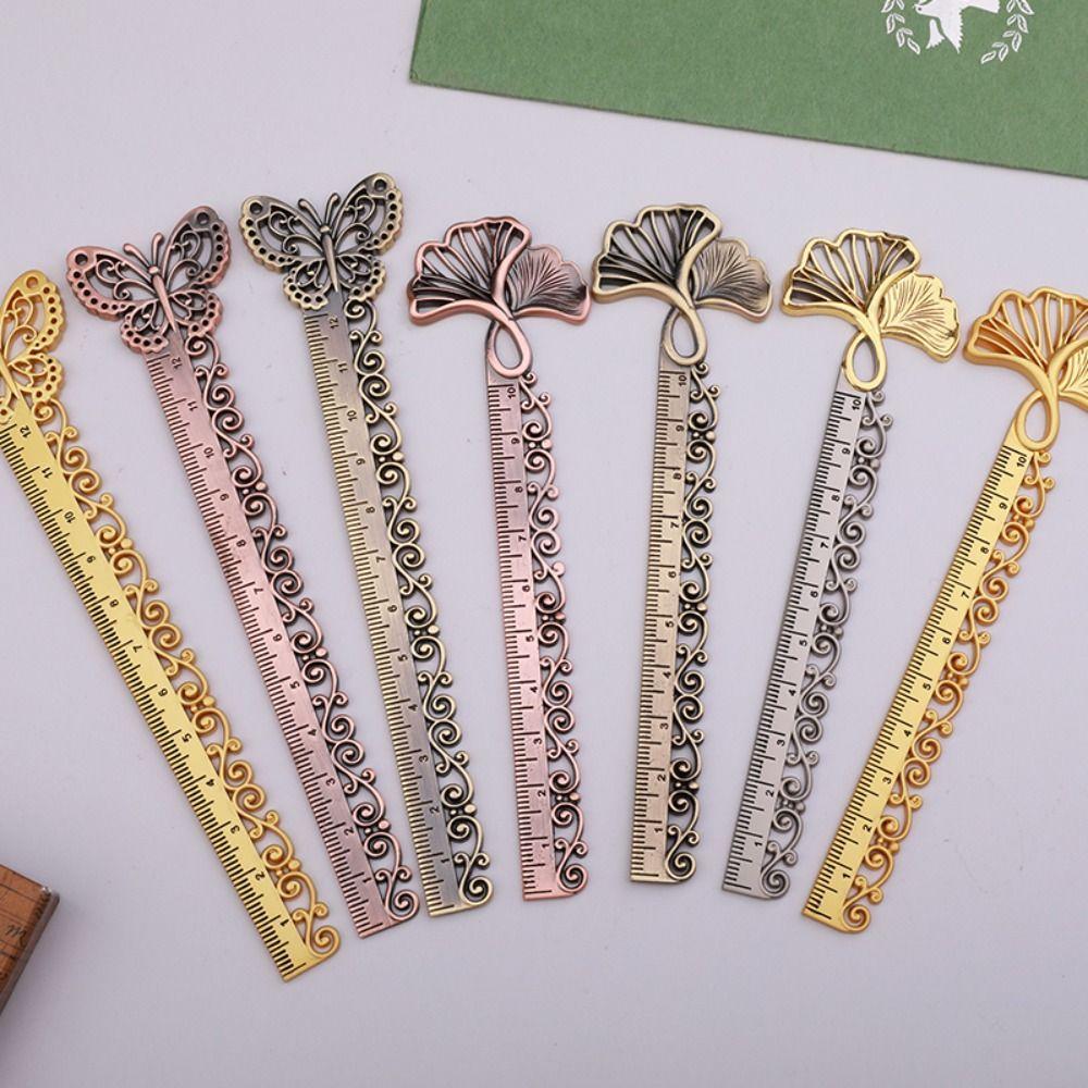 Винтажная металлическая линейка в виде бабочки, полая закладка, креативная прямая линейка, принадлежности для шитья