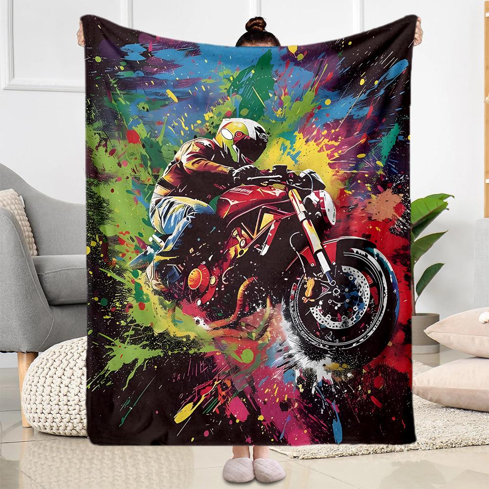 Motocross Adventure Sport Flannel Blanket - Soft and Suitable for Sofas, Beds, Offices, Travel, All Seasons, and The Best Gift for The Holidays.