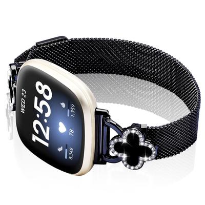 Миланский ремешок для Fitbit Versa 3/Sense, гальванизированный ремешок для часов из нержавеющей стали с разъемом в виде клевера, размер: S