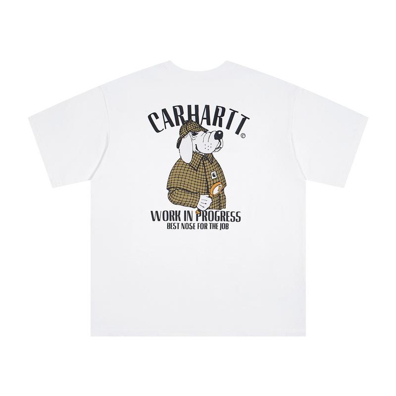 carhartt Лето 2025 года, новые мужские и женские хлопковые свободные футболки с круглым вырезом и новым принтом детективного узора