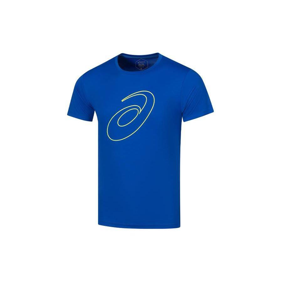 Asics Трикотажный свитер с принтом допамина, модная спортивная дышащая футболка для бега с круглым вырезом и коротким рукавом, мужские футболки синего цвета 2011C856-400