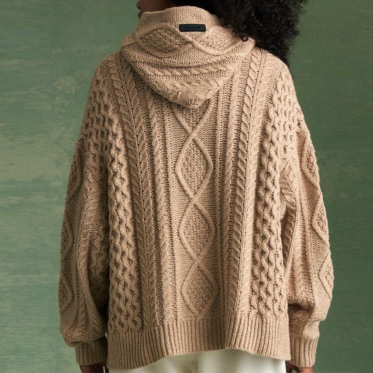 Fear of God Essentials FW23 Cable Knit Hoodie 'Gold Heather' Men's 192BT234393F