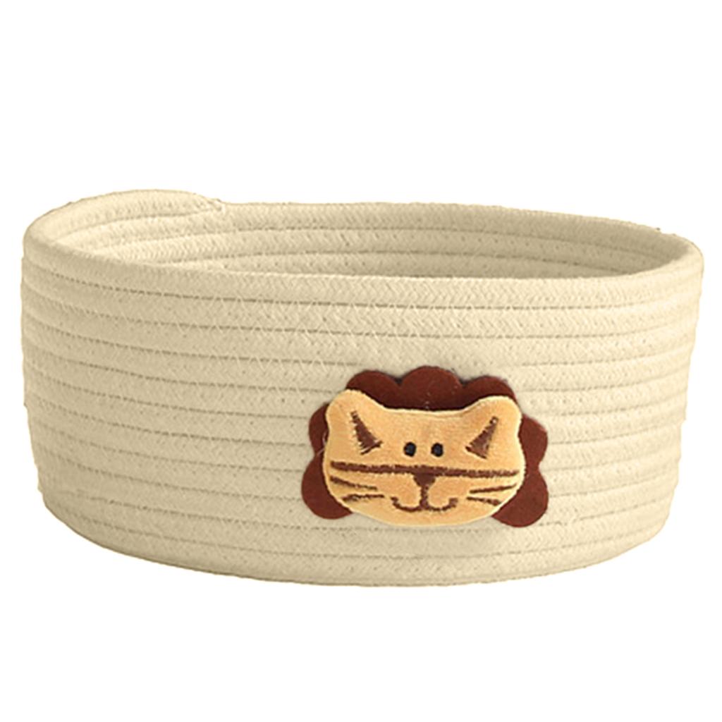 Тканая корзина для хранения из хлопковой веревки с мультяшными животными, детский органайзер для игрушек, настольное хранилище ручной работы для конфет, одежды, игрушечная коробка