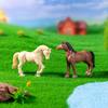 3 Pcs Horse Miniatures Mini Animal Figurines Tabletop Mini Horse Statues for DIY Fairy Garden Micro Landscape Decoration