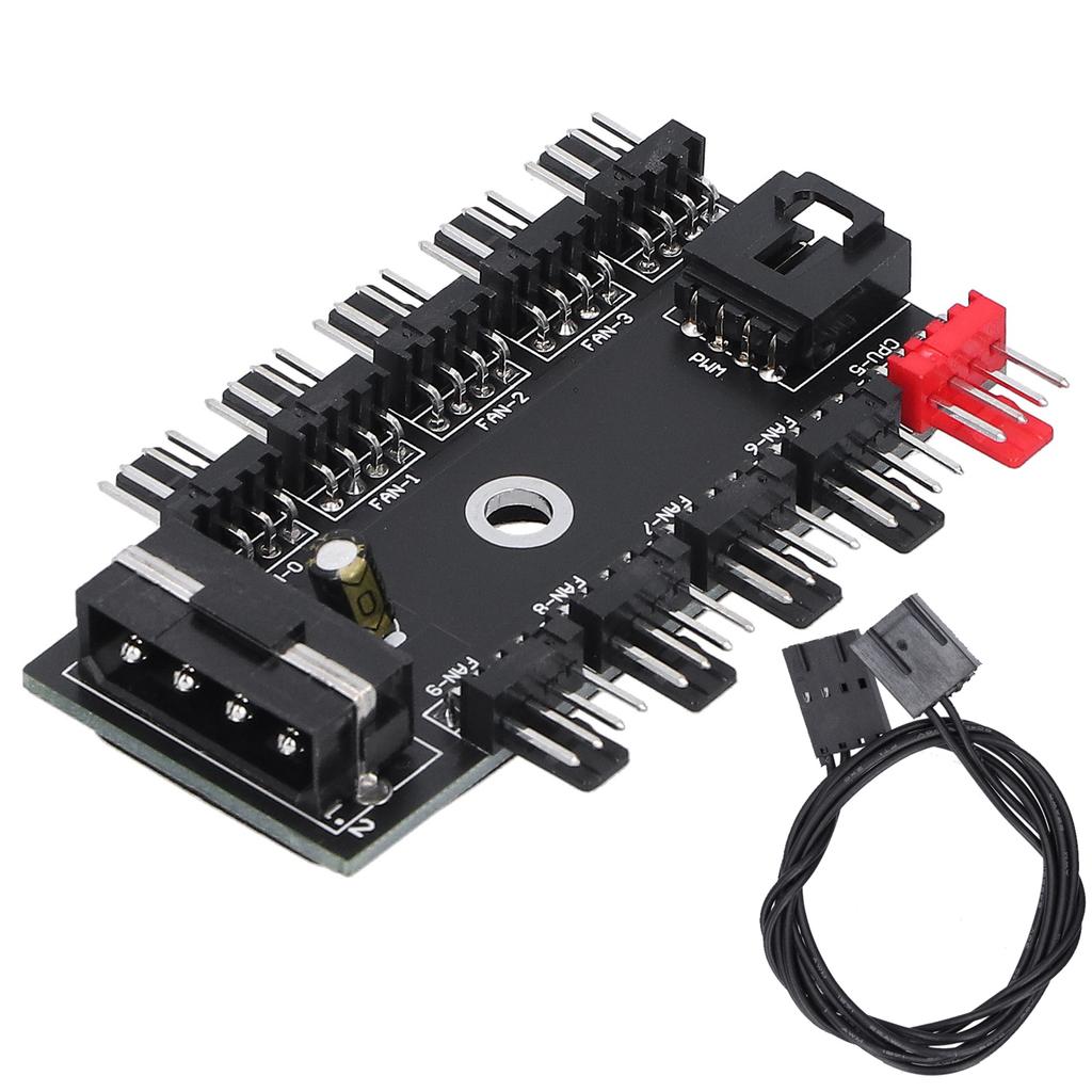 Chassis Fan Hub 4Pin Interface 10‑Way Splitter Speed Controller Computer Supplies 12V
