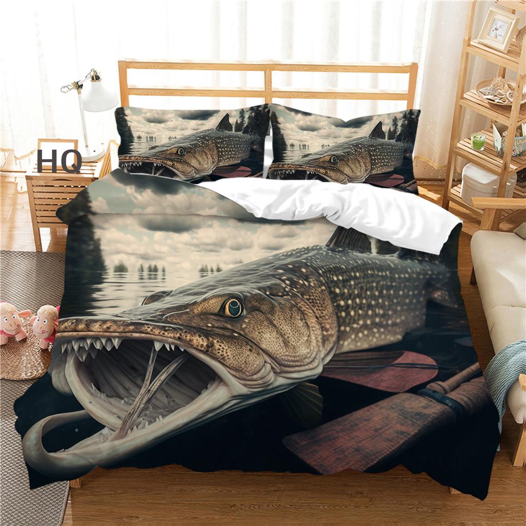 3D High-definition Digital Printed Fish Pattern Bedding Set Auspicious Koi Down Duvet and Pillowcase 2/3 Pieces AU/US/DE Full Size Home Decoration