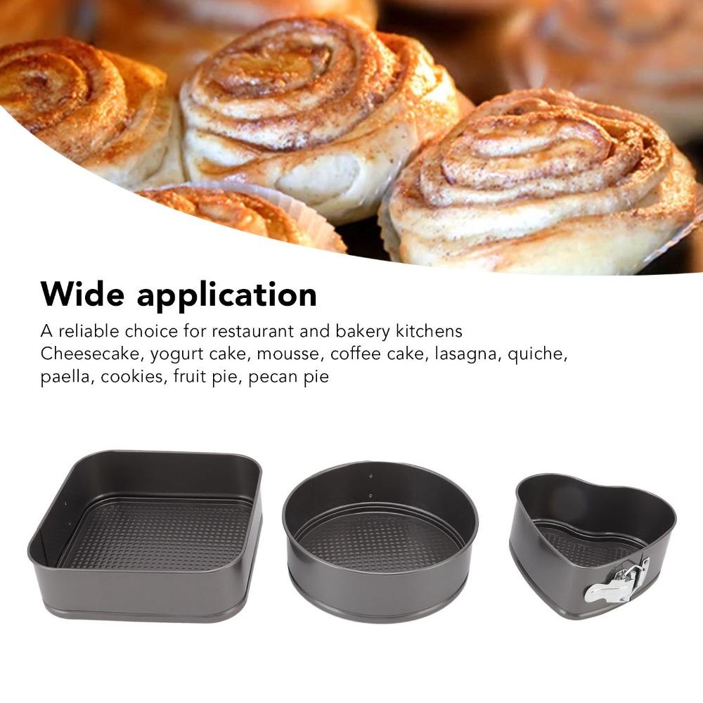 3pcs Removable Bottom Cake Pan Set Carbon Steel Cheesecake Pan Set Baking Tool Bakery Catering