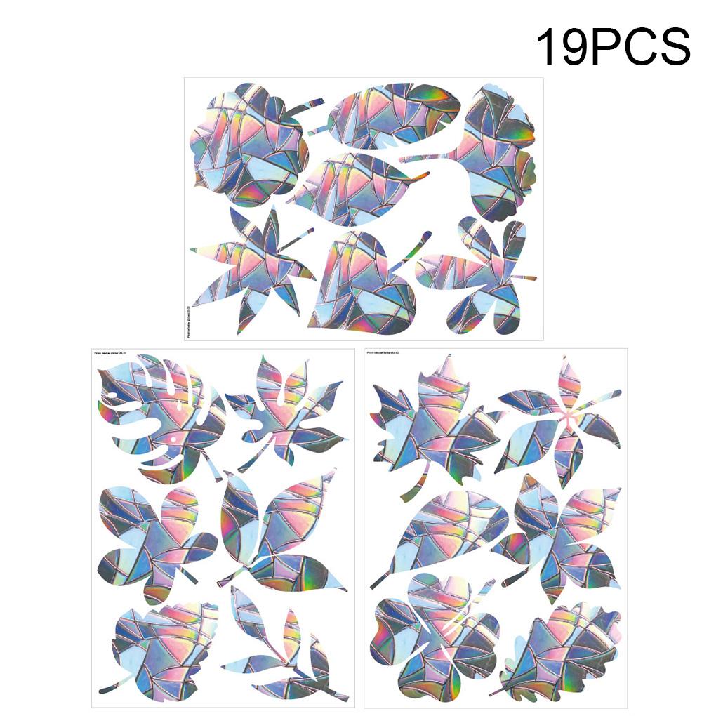 Набор из 3 оконных пленок 'Витражный лист', многоразовые, радужные, самоклеящиеся, съемные декоративные наклейки, наклейки для интерьера, декор для офиса