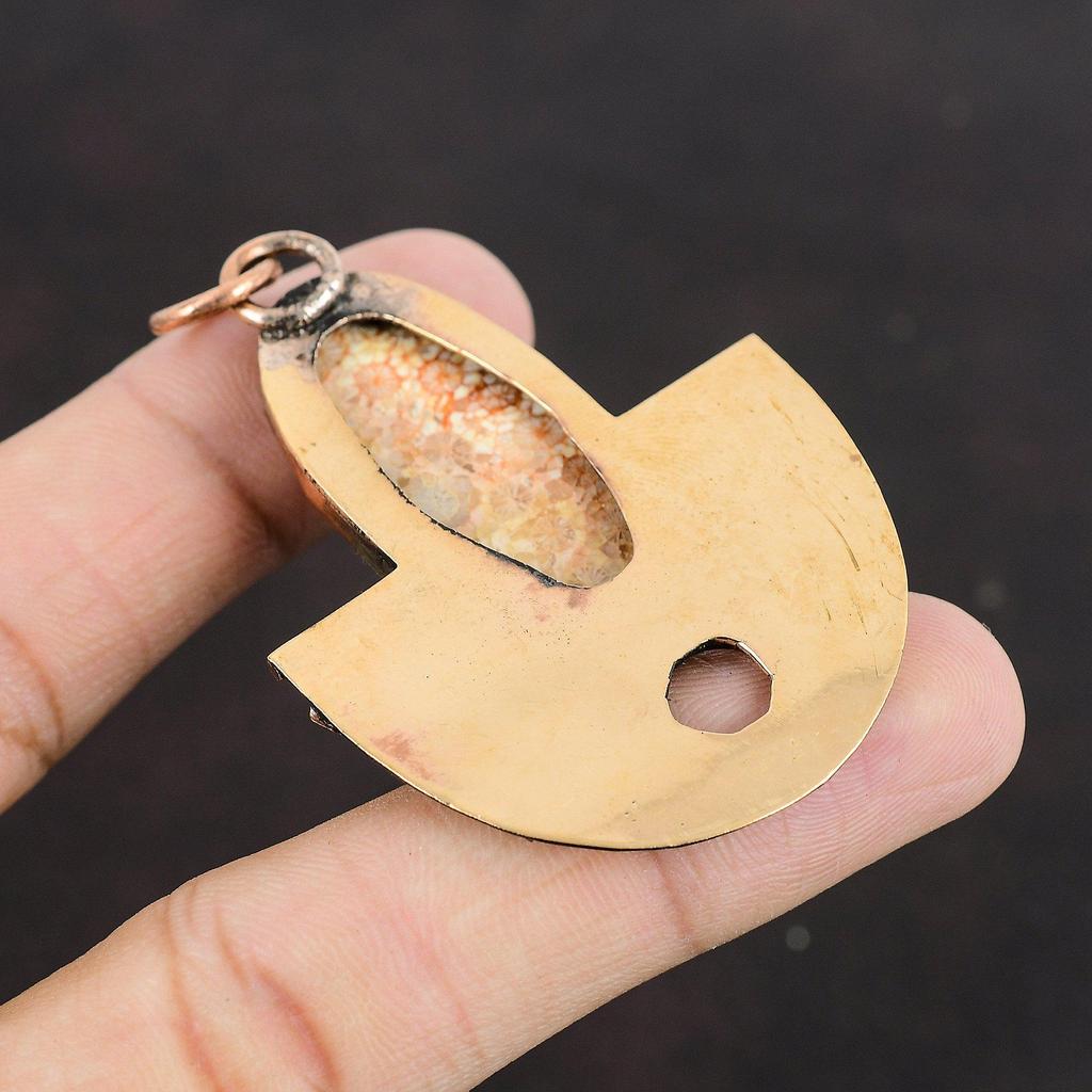 Fossil Coral Copper Pendant Natural Gemstone Pendant Handmade Jewelry Pendant Copper Jewelry For Gifts Fossil Coral Jewelry Gift For Mother