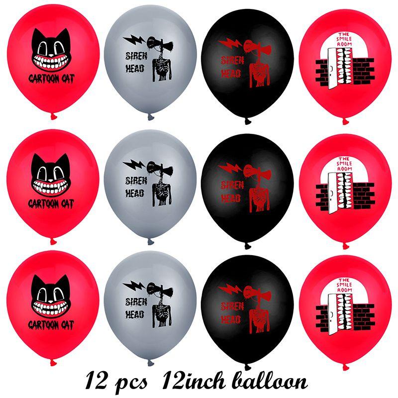 Сиреноголовый Мультяшный Кот Тема Ужасов Баннер из Воздушных Шаров Набор Топперов для Торта на День Рождения