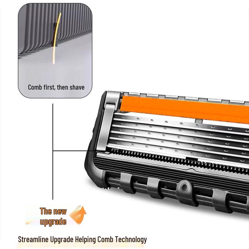 Ультратонкая бритва с пятью лезвиями оранжевого цвета, моющейся поворотной головкой и защитой от царапин