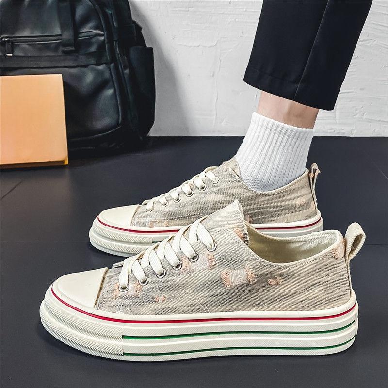 Модные кроссовки парусиновые с круглым носком для молодых студентов, массивные мужские туфли, разноцветные, для взрослых, дышащие, рабочие, удобные, повседневные туфли для мужчин