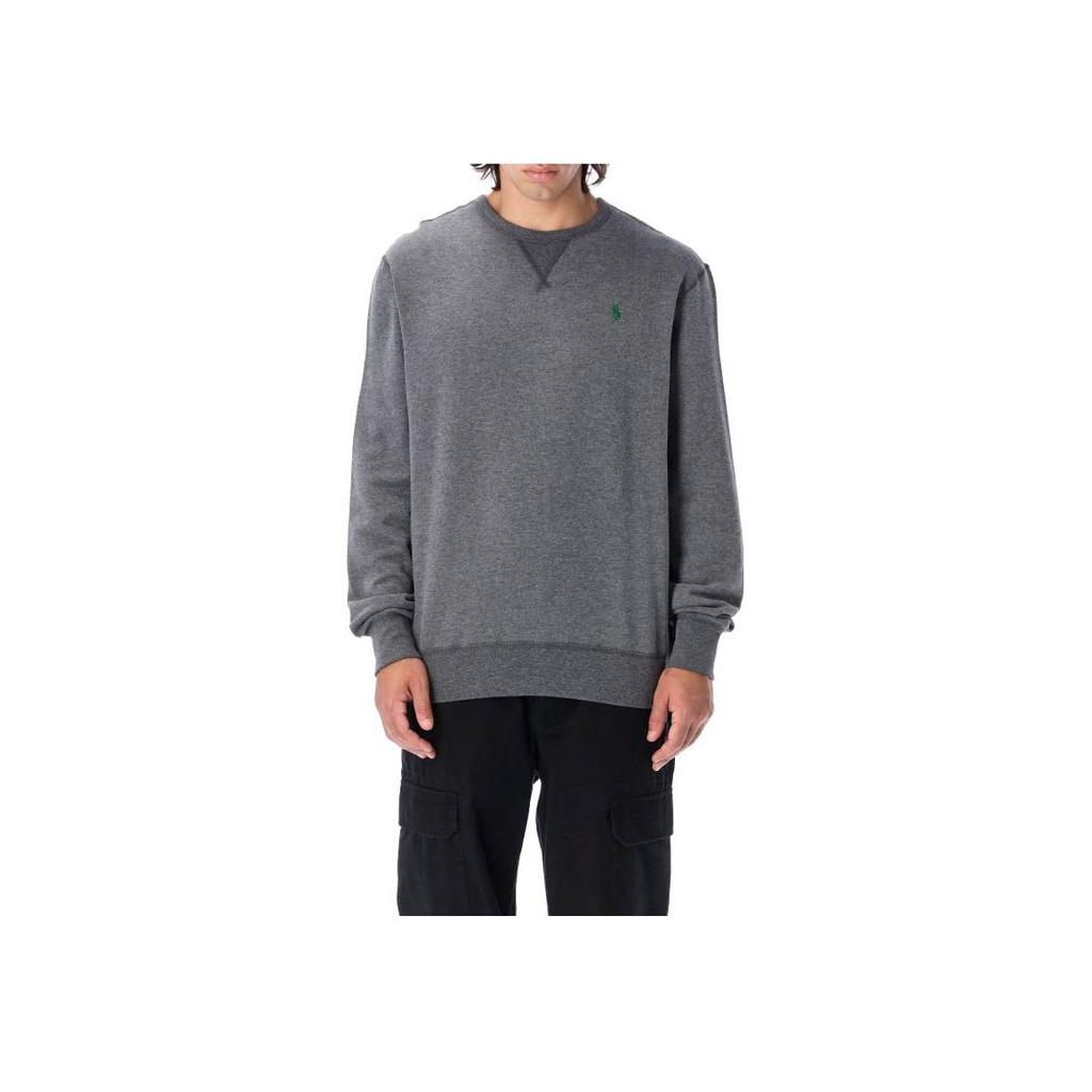 Polo Ralph Lauren FW22 Solid Logo Вышитый круглый вырез Толстовка Мужская Толстовка Серый 710766772-039