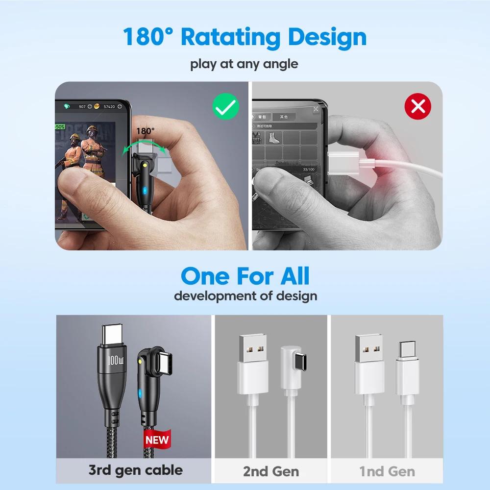 5A USB Type C - USB C кабель для iPhone 15 Realme Samsung S23 100W PD быстрая зарядка провод для Macbook PC Type-C USBC кабель