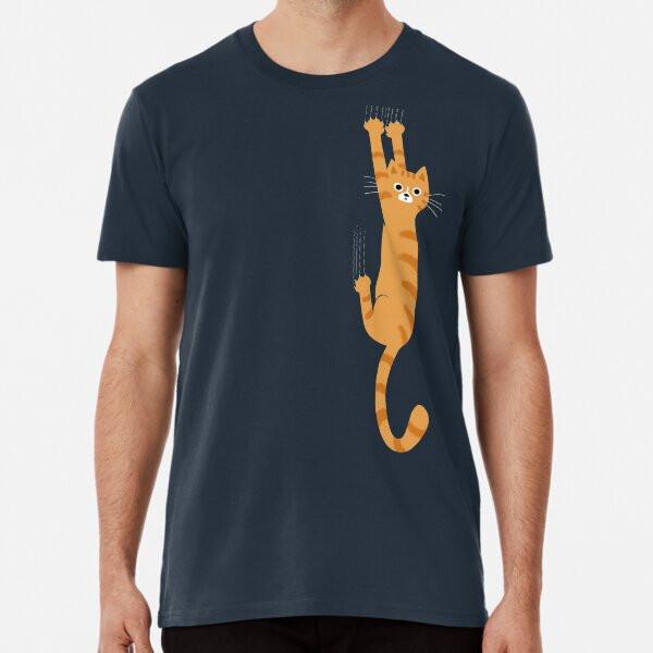 Orange Tabby Cat Hanging On | Funny Striped T-Shirt S-5XL Best T-Shirt
