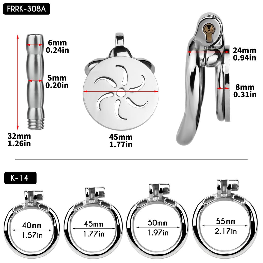 Flat Male Chastity Cage Device with Metal Ribbed Urethral Plug US Delivery SM BDSM Adult 18+ Sex Toys for Men Gay Couple