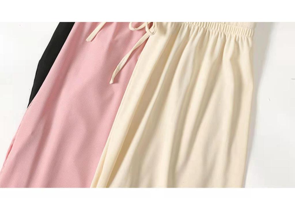 Женские брюки с высокой талией и широкими штанинами из ледяного шелка на весну/лето - Свободные, стройнящие, длиной до пола.