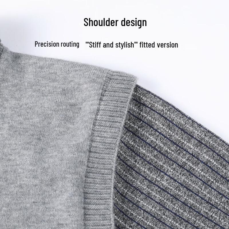 SNOWFLYING Men's Faux Two-Piece Striped Knit Sweater