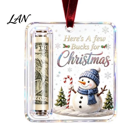 Holiday Hanging Money Holder Christmas Cash Gift Ornament, Clear Acrylic Holder, Xmas DIY Box Tree Decoration, Funny Ways to for Christmas,