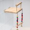 Parrots Swing Toy Wood Platform Colorful Beads Cage Toy Bird Perch Hanging