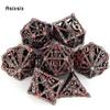 7 Pcs Silver Red Hand Skull Head Metal Dice Hollow Metal Polyhedral Dice Set Suitable for Role-Playing RPG  Board Game Card Game
