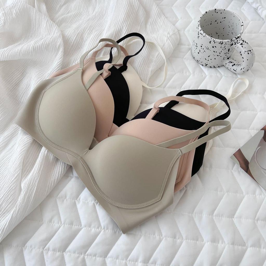 Женский цельный бюстгальтер, удобный без стального кольца, маленькая грудь, бесшовное нижнее белье со сборками, тонкий сексуальный бюстгальтер, невидимый бюстгальтер