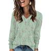 Women's Fashionable Oversized V-Neck T-Shirt With Floral Print Long-Sleeved Pullover Top