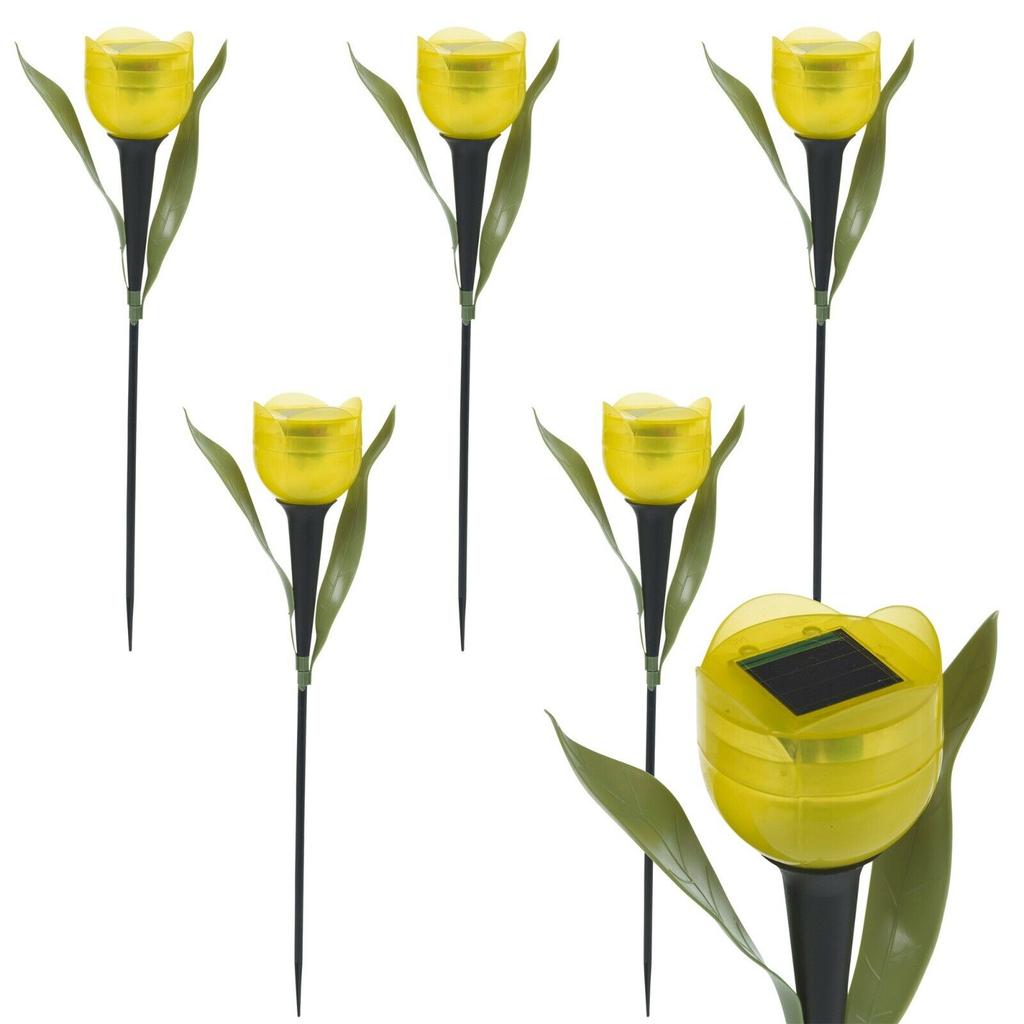 6XGarden Tulip Flower Shape LED Solar Powered Lights Outdoor Yard Standing Decor