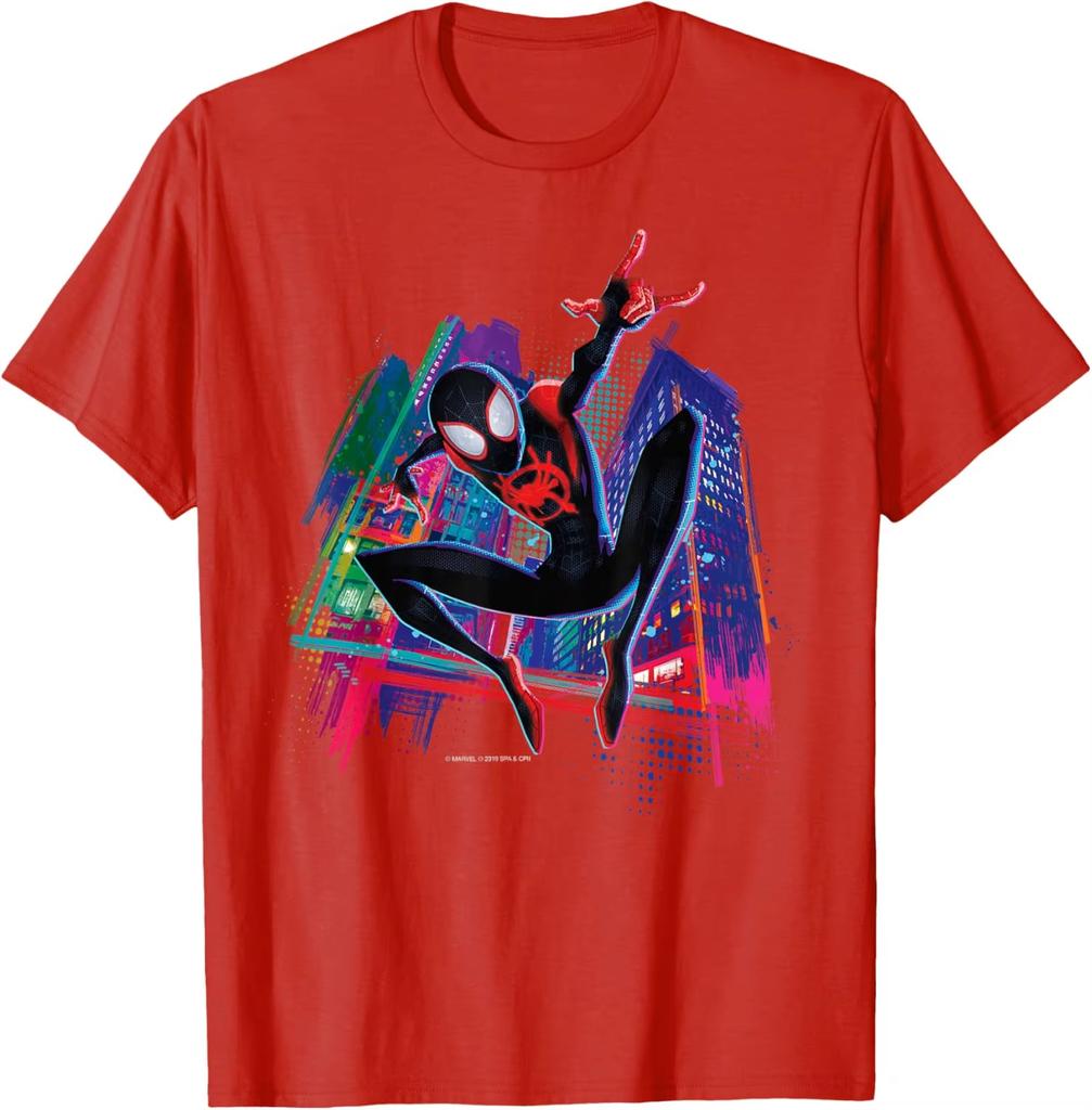 2026 new SpiderUnisex Miles Morales Neon City Tshirt for both Unisex and Women SpiderUnisex parallel universe pattern Tshirt