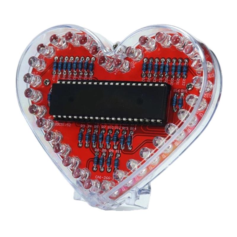 32 RGB светодиода DIY Набор для пайки в форме сердца Обучающий набор по электронике для студентов и любителей рукоделия Подарок