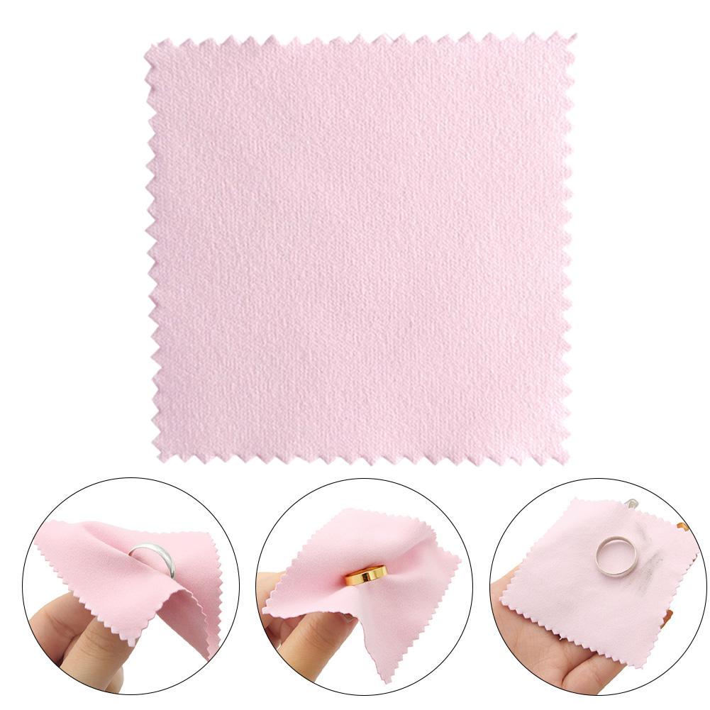 Розовая упаковка Салфетка для полировки серебра Чистка серебра Ожерелье бархатная двухсторонняя пудра Полис P6W4