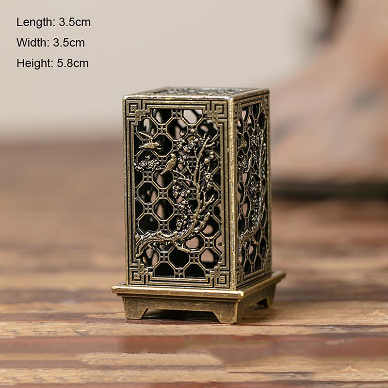 Square Vertical Incense Burner Small Alloy Incense Holder Indoor Aromatherapy Home Ornament Chinese Incense Burners