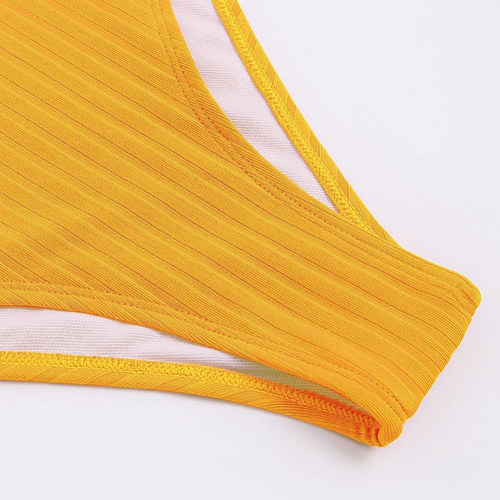 Women's Sexy V-neck Pit Striped Bikini High Waist Split Swimsuit 10 Colors