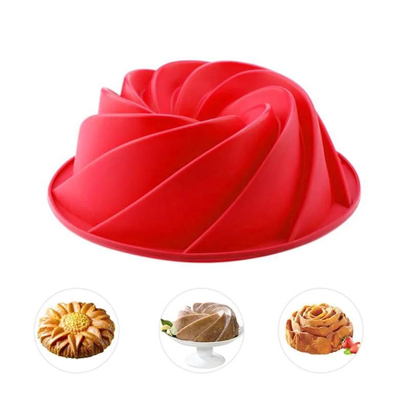 1Pc 3D Large Spiral Shape Silicone Cake Pan Mould Diy Pastry Shop Bakeware Mold Baking Tools Cyclone Shape Cake Mould