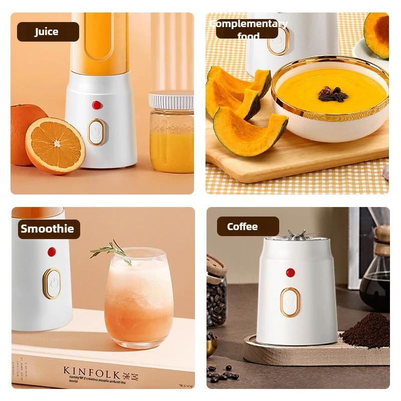 450ML Portable Electric Blender 40W USB Rechargeable Cordless Juicer High Powerful Juicer Cup for Smoothie Milkshake Juice Food