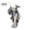 Contemporary Art Figurine Mysterious Black Cloak Witch Queen Resin Statue, Gothic Elegant Female Exquisite Craft Figurine, Dark Sculpture for Entryway