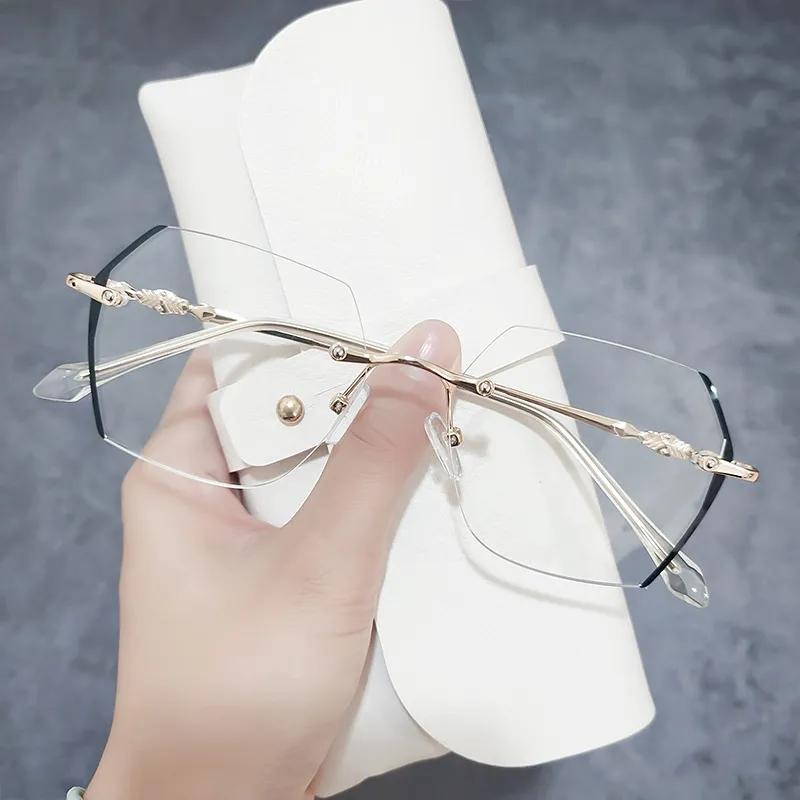 Очки для близорукости Женские Мужские Винтажные Безободковые Очки для глаз с защитой от синего света Женские Модные Ультралегкие Оптические Очки для дальнозоркости 0~-500