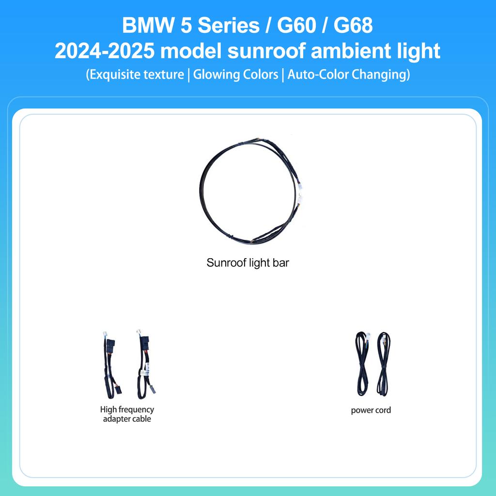 Ambient Light for BMW 5 Series G60 G68 2024-2025 Panoramic Sunroof Side LED Strip Interior Lighting, Original Protocol Synchroni