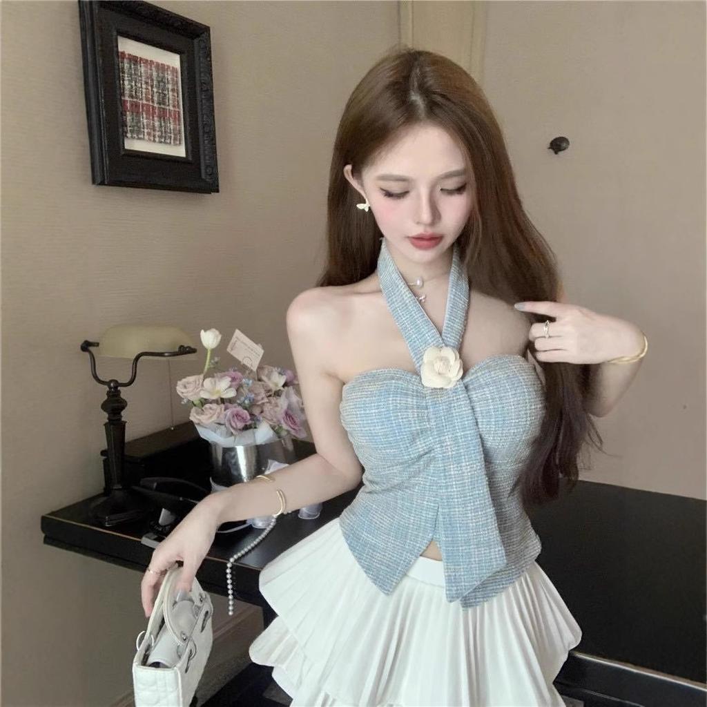 #Сексуальный топ-майка на бретельках в стиле Spice Girl, летняя новинка, Xiaoxiangfeng, бандо, разнообразные варианты ношения